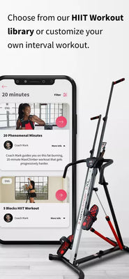 MaxiClimber Fitness App - HIIT Routines screen